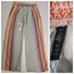 Bebop Palazzo Printed Bohemian Pants Sz Medium Cottagecore Festival Hippie/Boho